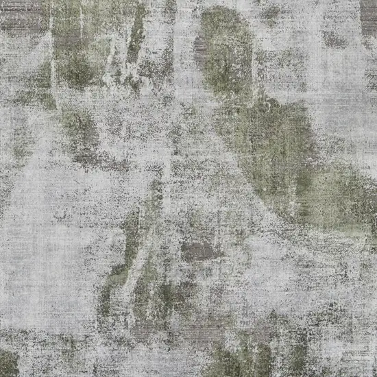 Gray Silver and Green Ikat Power Loom Area Rug With Fringe Photo 9
