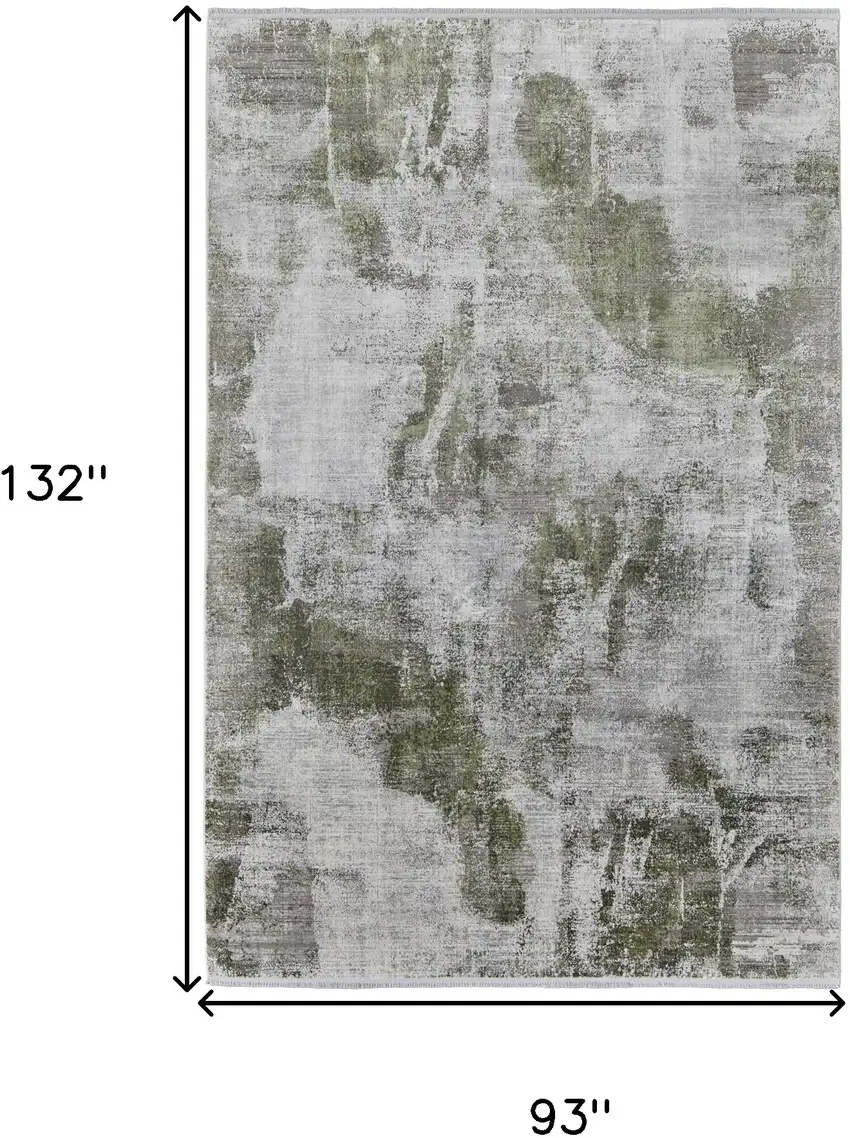 Gray Silver and Green Ikat Power Loom Area Rug With Fringe Photo 3