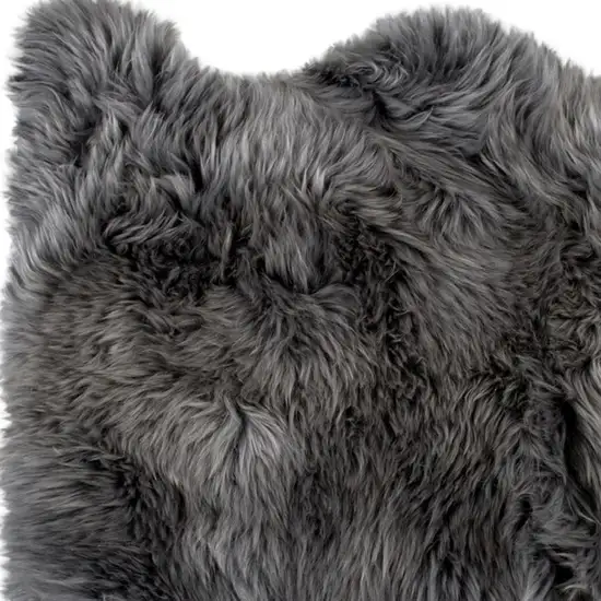 Gray Genuine Sheepskin Animal Print Shag Area Rug Photo 4