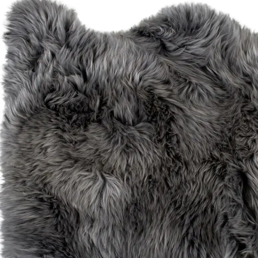 Gray Genuine Sheepskin Animal Print Shag Area Rug Photo 4