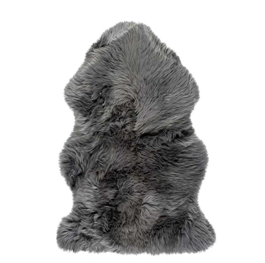 Gray Genuine Sheepskin Animal Print Shag Area Rug Photo 2
