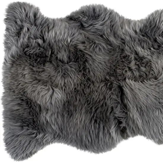 Gray Genuine Sheepskin Animal Print Shag Area Rug Photo 5