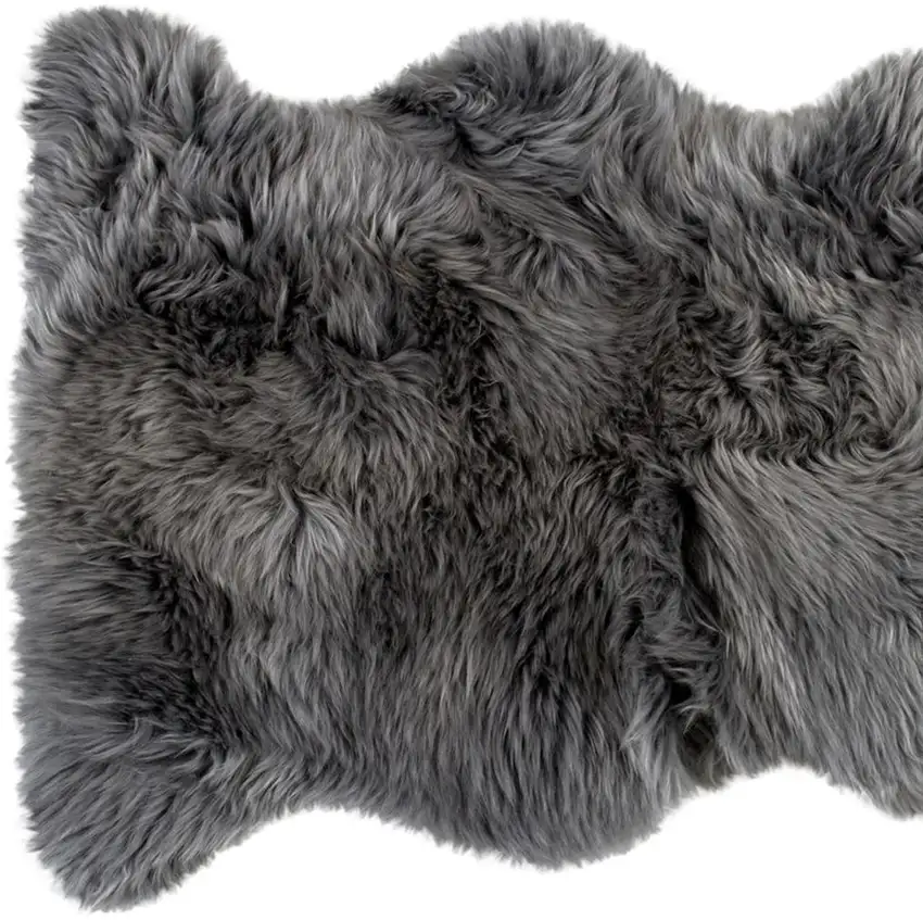 Gray Genuine Sheepskin Animal Print Shag Area Rug Photo 5