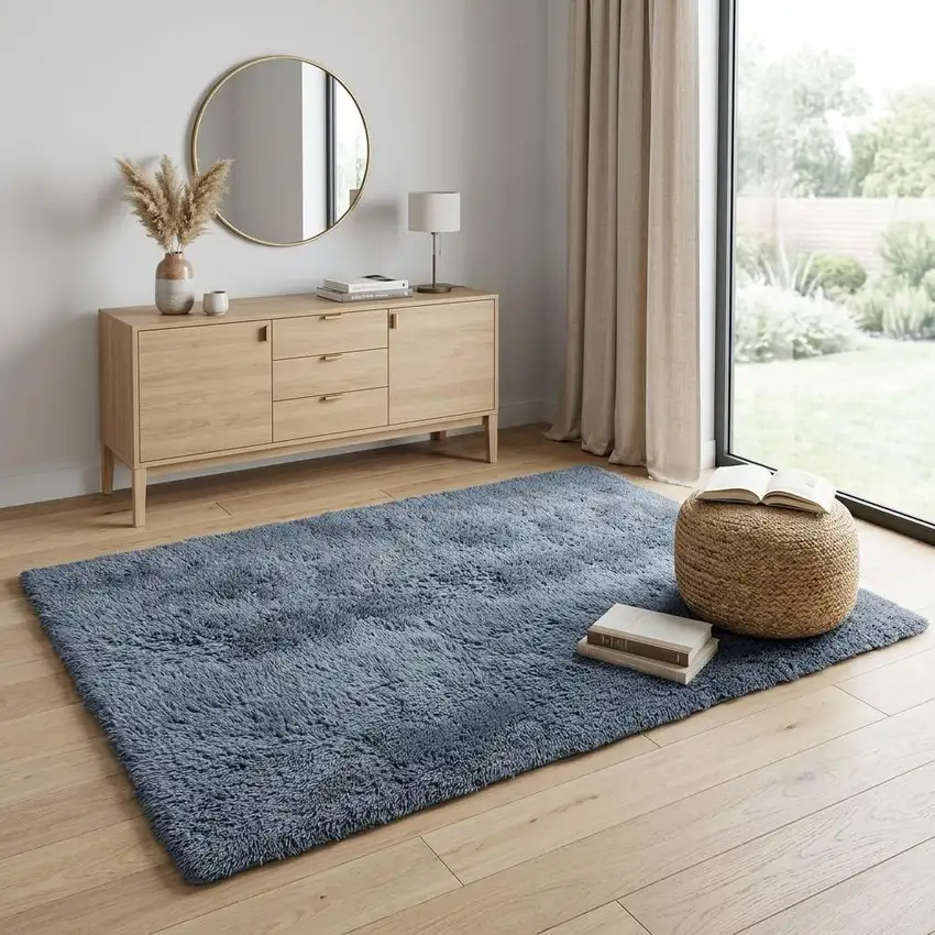 Gray Shag Power Loom Non Skid Area Rug Photo 1