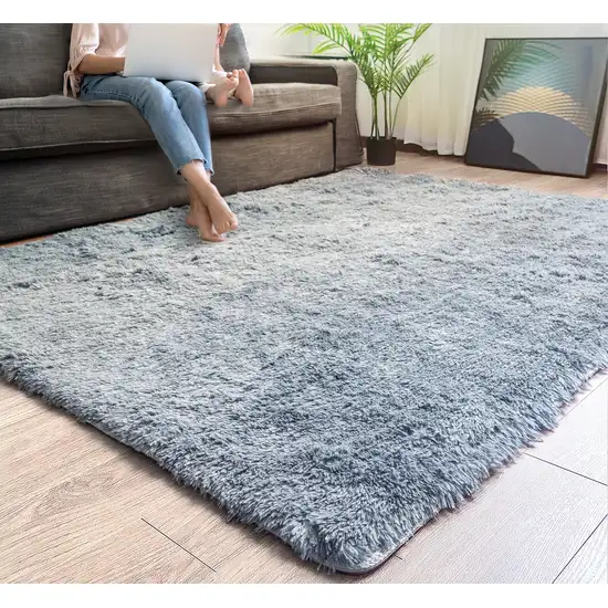 Gray Shag Power Loom Non Skid Area Rug Photo 6