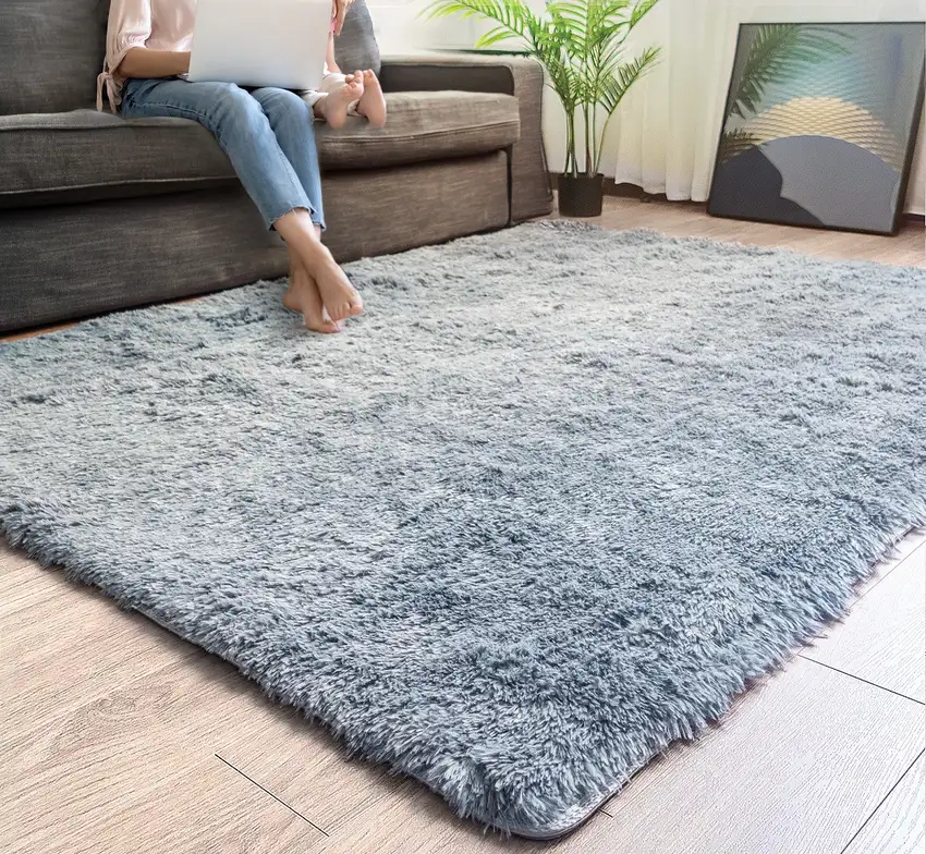 Gray Shag Power Loom Non Skid Area Rug Photo 6