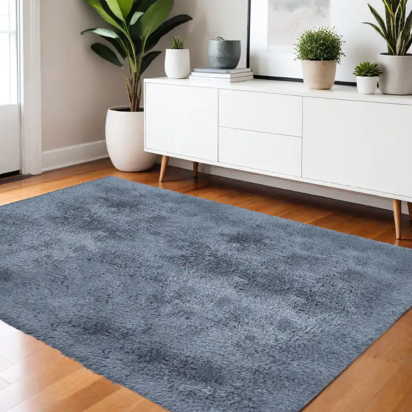 Gray Shag Power Loom Non Skid Area Rug Photo 1