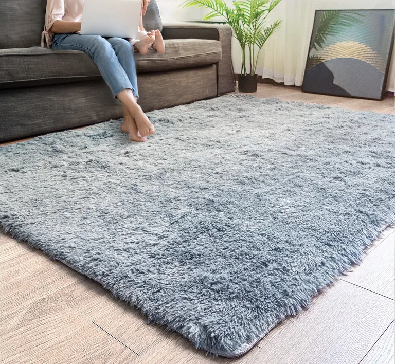 Gray Solid Modern Area Rug Photo 5