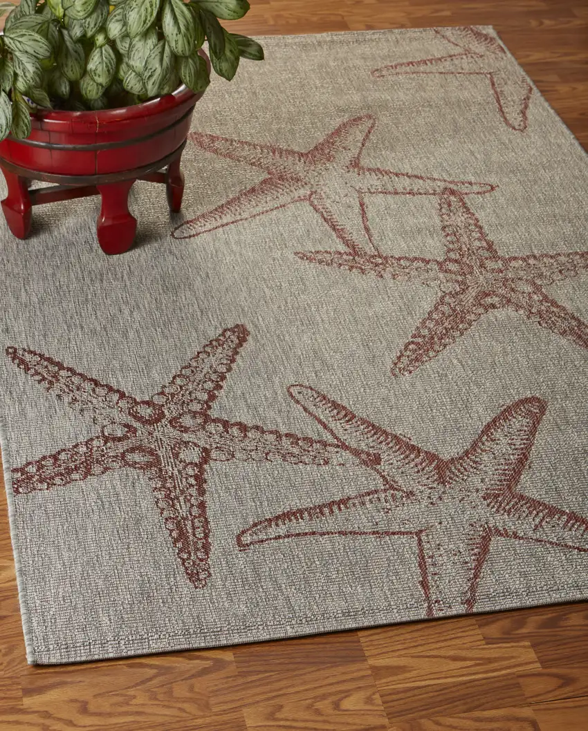 Gray Starfish Indoor Outdoor Area Rug Photo 5