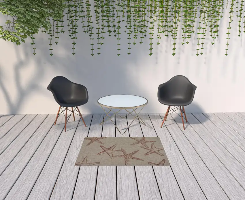 Gray Starfish Indoor Outdoor Area Rug Photo 2