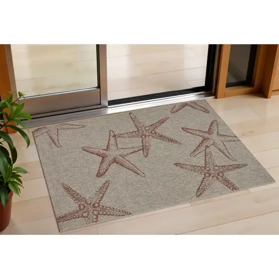 Gray Starfish Indoor Outdoor Area Rug Photo 1