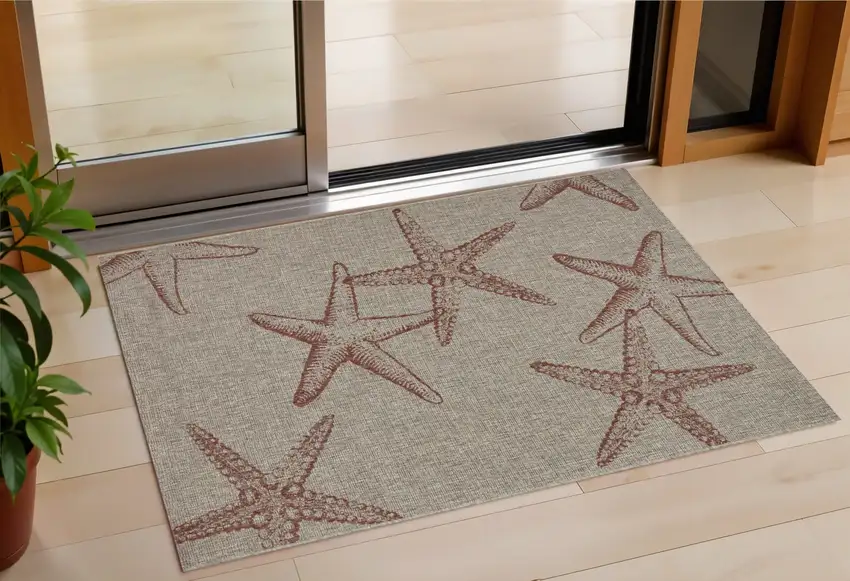Gray Starfish Indoor Outdoor Area Rug Photo 1