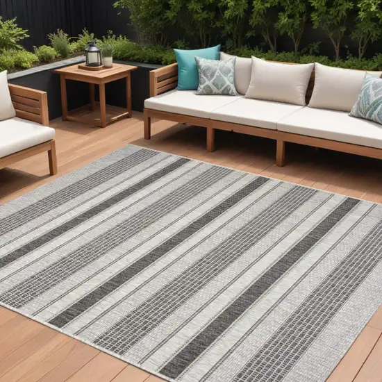 Gray And Black Indoor Outdoor Area Rug Photo 1