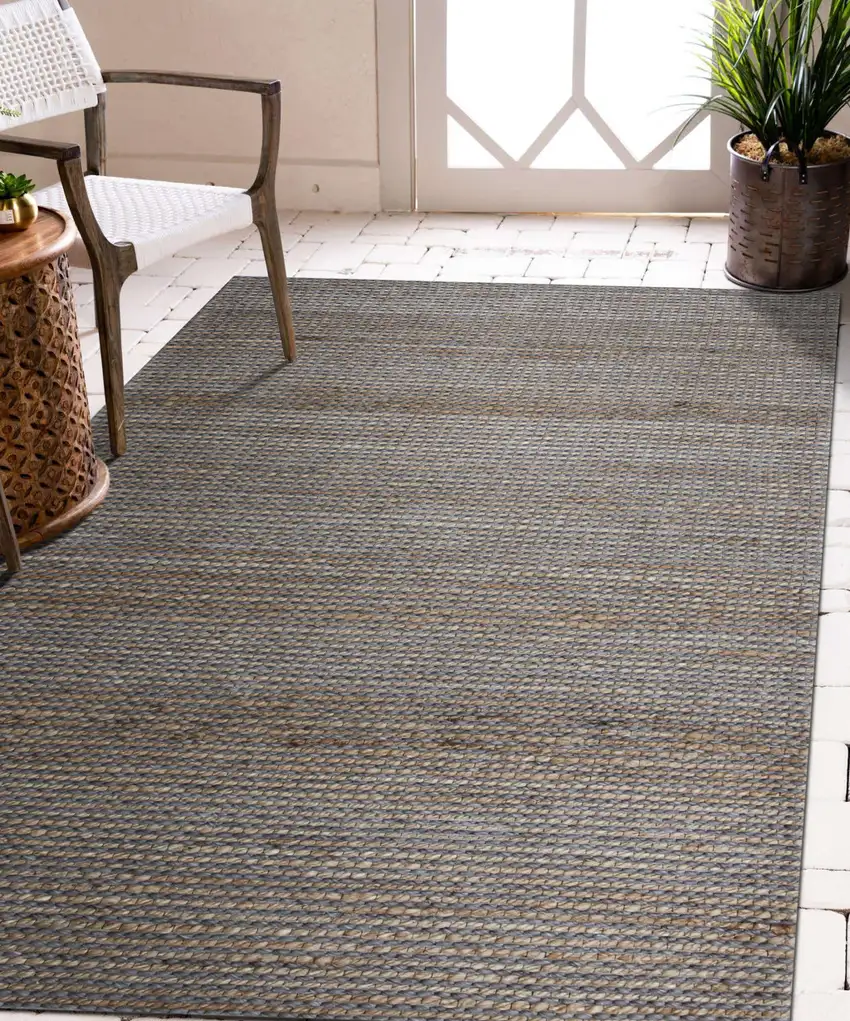 Gray Striped Hand Woven Area Rug Photo 3
