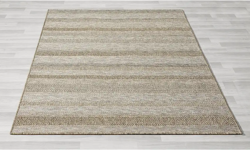 Gray Striped Handmade Indoor Outdoor Area Rug Photo 1