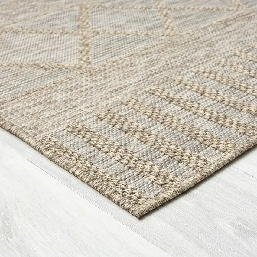 Gray Striped Handmade Indoor Outdoor Area Rug Photo 9