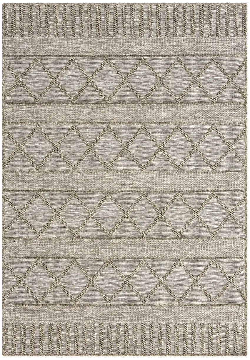 Gray Striped Handmade Indoor Outdoor Area Rug Photo 2