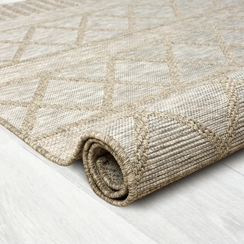 Gray Striped Handmade Indoor Outdoor Area Rug Photo 5
