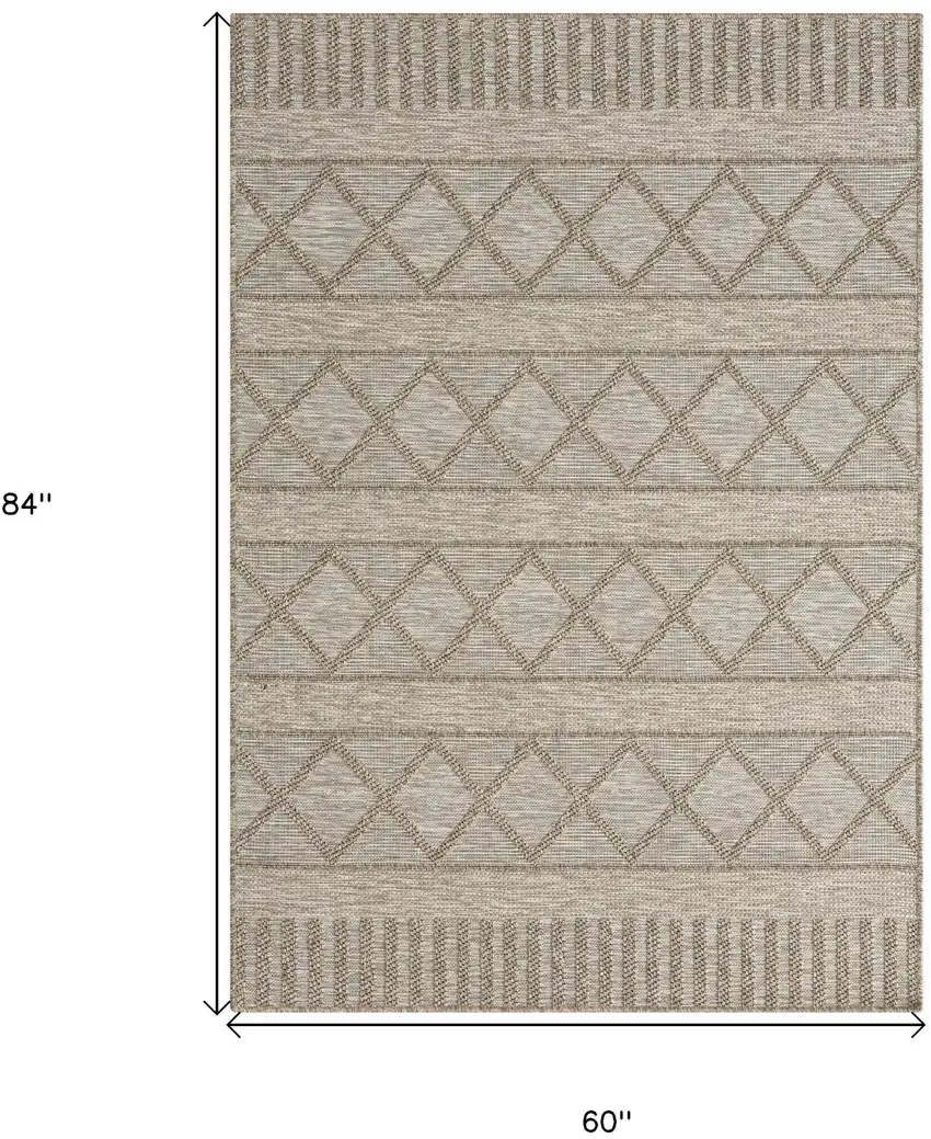 Gray Striped Handmade Indoor Outdoor Area Rug Photo 8