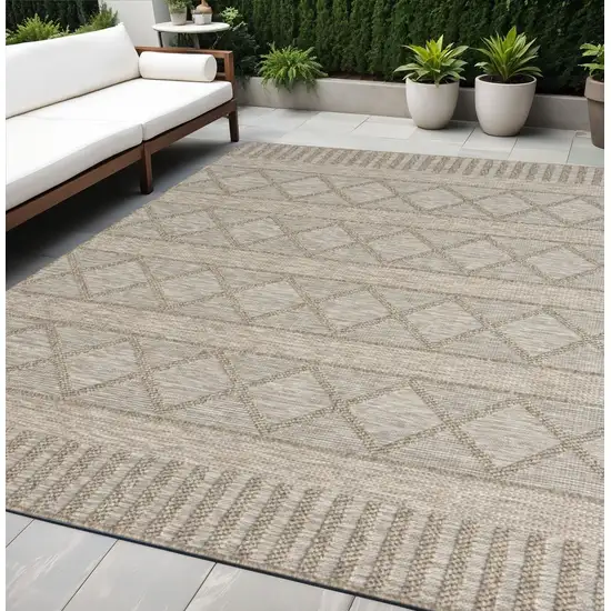 Gray Striped Handmade Indoor Outdoor Area Rug Photo 1