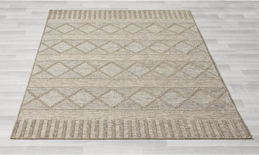 Gray Striped Handmade Indoor Outdoor Area Rug Photo 1