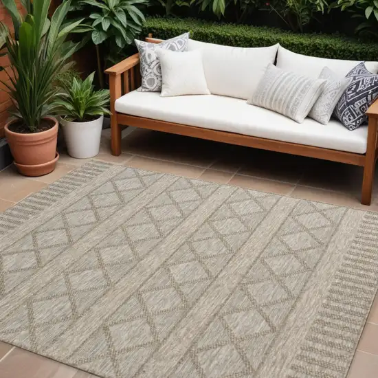 Gray Striped Handmade Indoor Outdoor Area Rug Photo 1