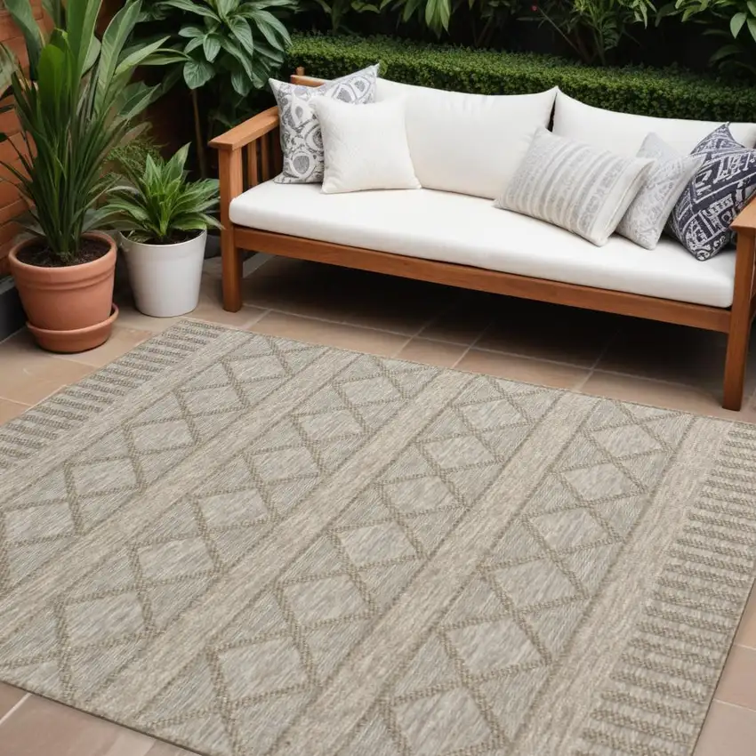 Gray Striped Handmade Indoor Outdoor Area Rug Photo 1