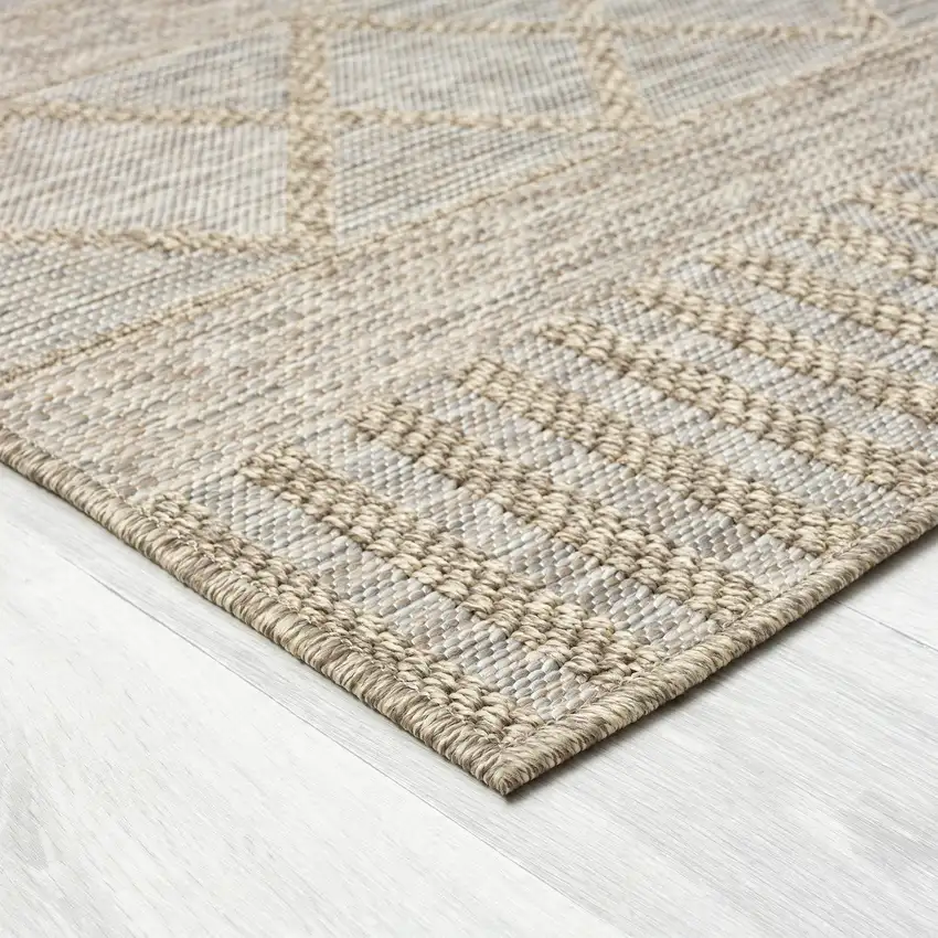 Gray Striped Handmade Indoor Outdoor Area Rug Photo 3