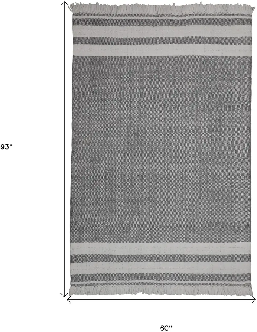 Gray Striped Handmade Stain Resistant Non Skid Indoor Outdoor Area Rug Photo 8