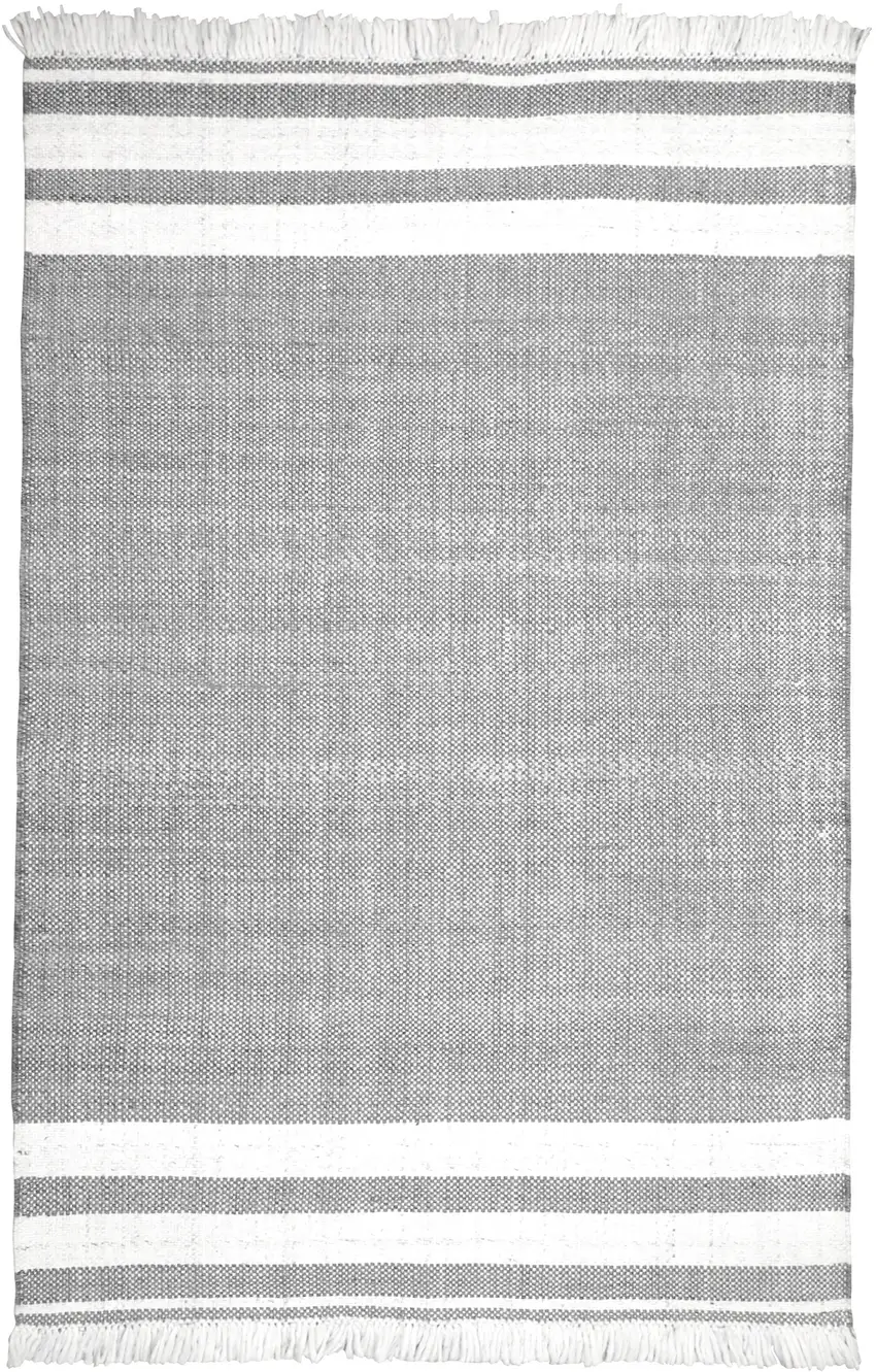 Gray Striped Handmade Stain Resistant Non Skid Indoor Outdoor Area Rug Photo 1
