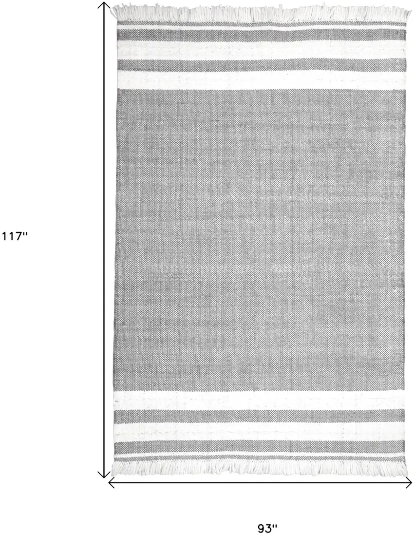 Gray Striped Handmade Stain Resistant Non Skid Indoor Outdoor Area Rug Photo 8