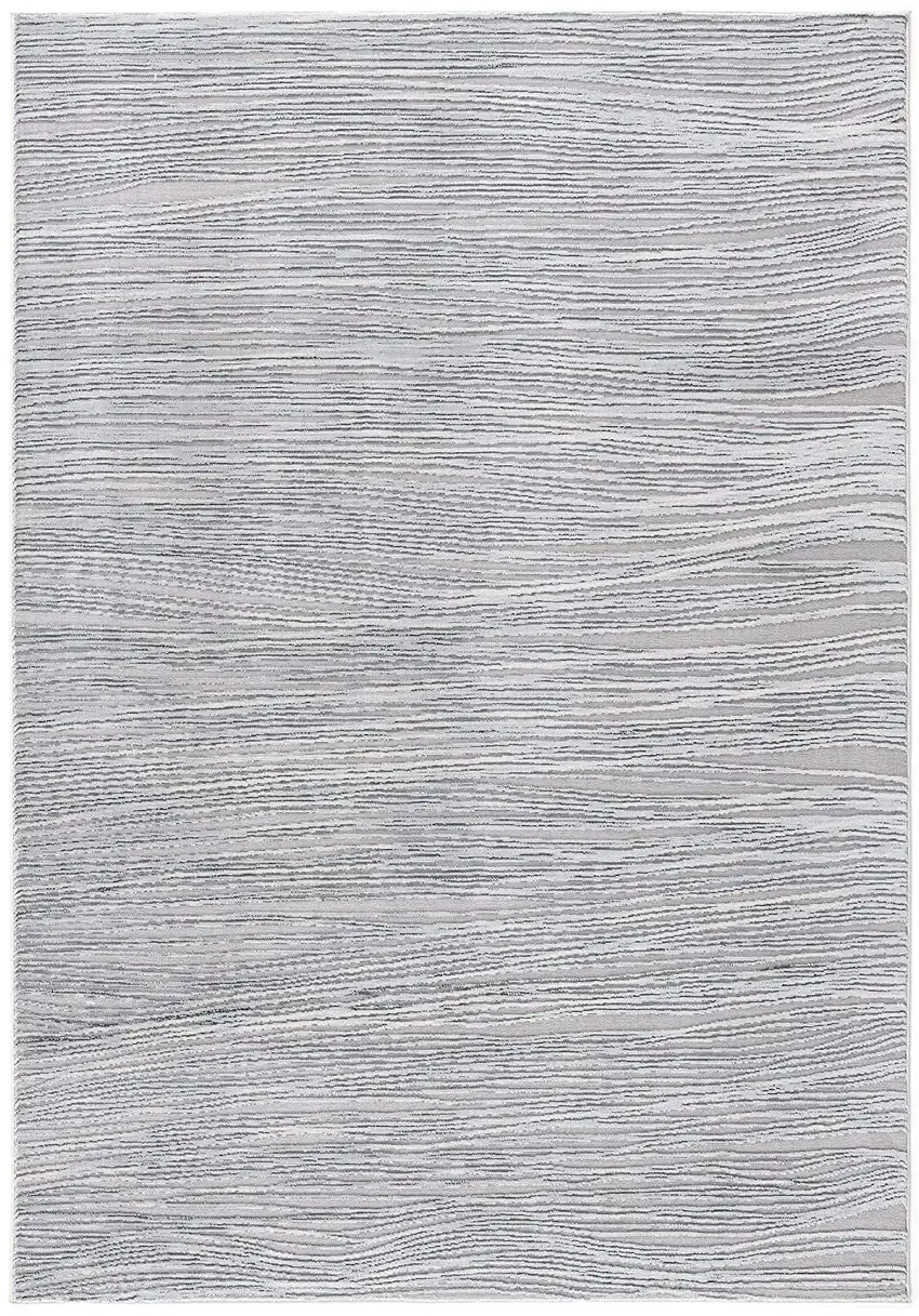 Gray Striped Power Loom Distressed Area Rug Photo 2