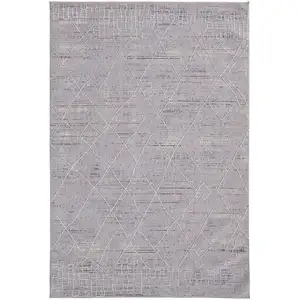 Photo of Gray Striped Power Loom Distressed Stain Resistant Area Rug