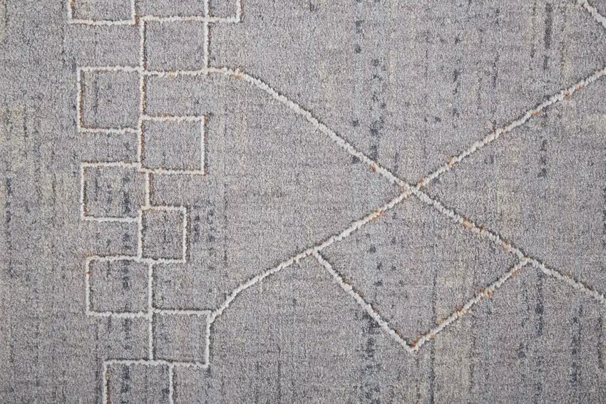 Gray Striped Power Loom Distressed Stain Resistant Area Rug Photo 9