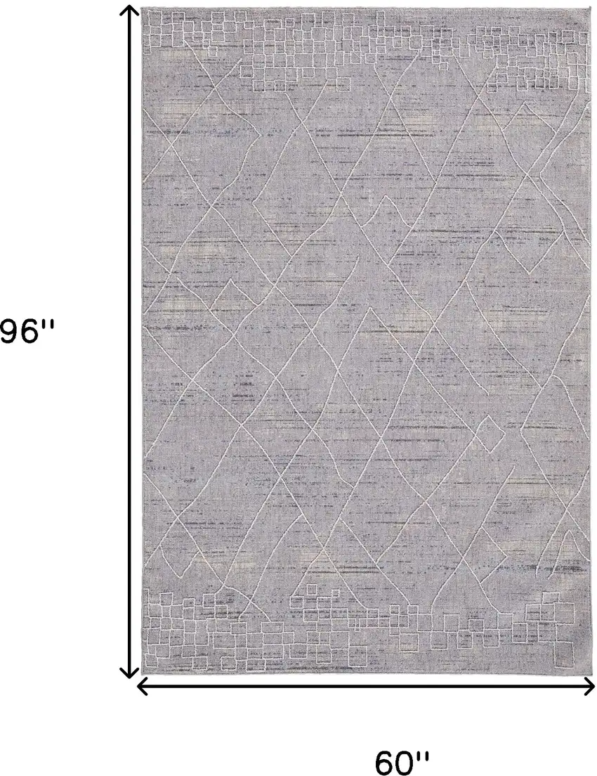 Gray Striped Power Loom Distressed Stain Resistant Area Rug Photo 10