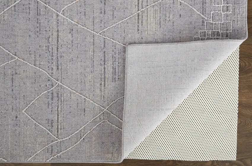 Gray Striped Power Loom Distressed Stain Resistant Area Rug Photo 3