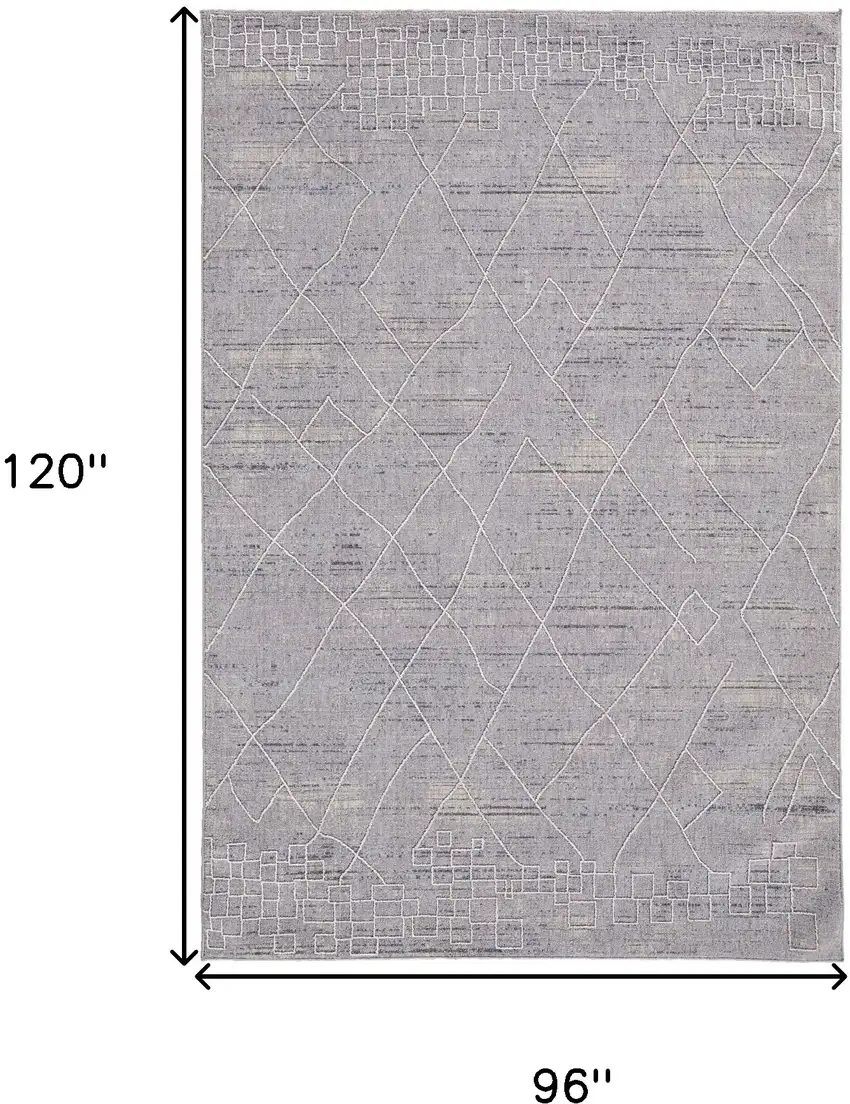 Gray Striped Power Loom Distressed Stain Resistant Area Rug Photo 10