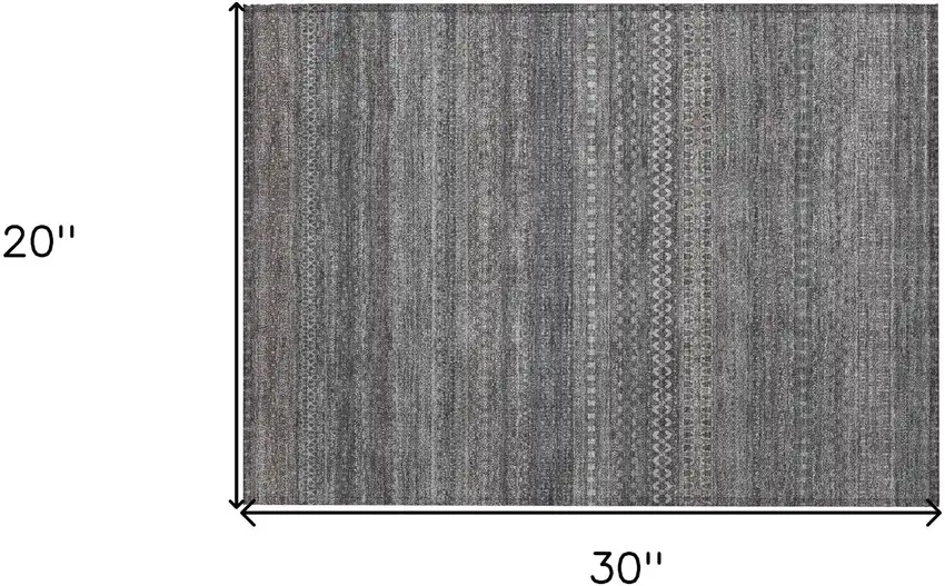 Gray Striped Washable Non Skid Indoor Outdoor Area Rug Photo 3