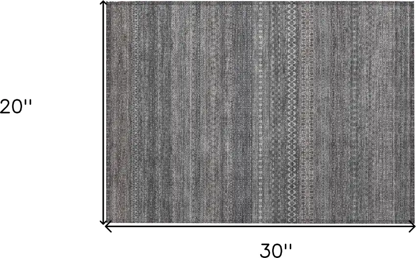 Gray Striped Washable Non Skid Indoor Outdoor Area Rug Photo 3