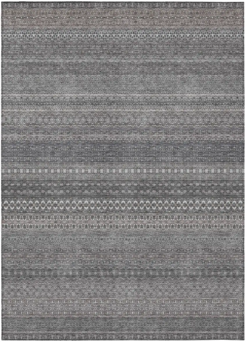 Gray Striped Washable Non Skid Indoor Outdoor Area Rug Photo 2