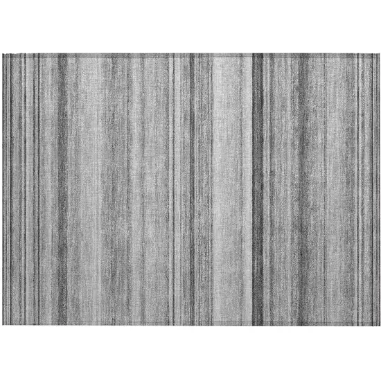 Gray Striped Washable Non Skid Indoor Outdoor Area Rug Photo 2