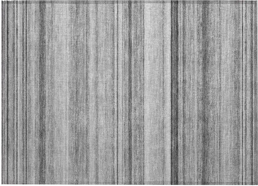 Gray Striped Washable Non Skid Indoor Outdoor Area Rug Photo 2