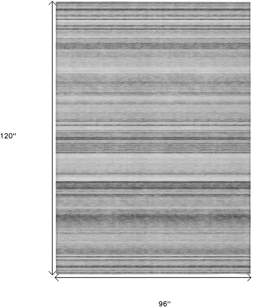Gray Striped Washable Non Skid Indoor Outdoor Area Rug Photo 3