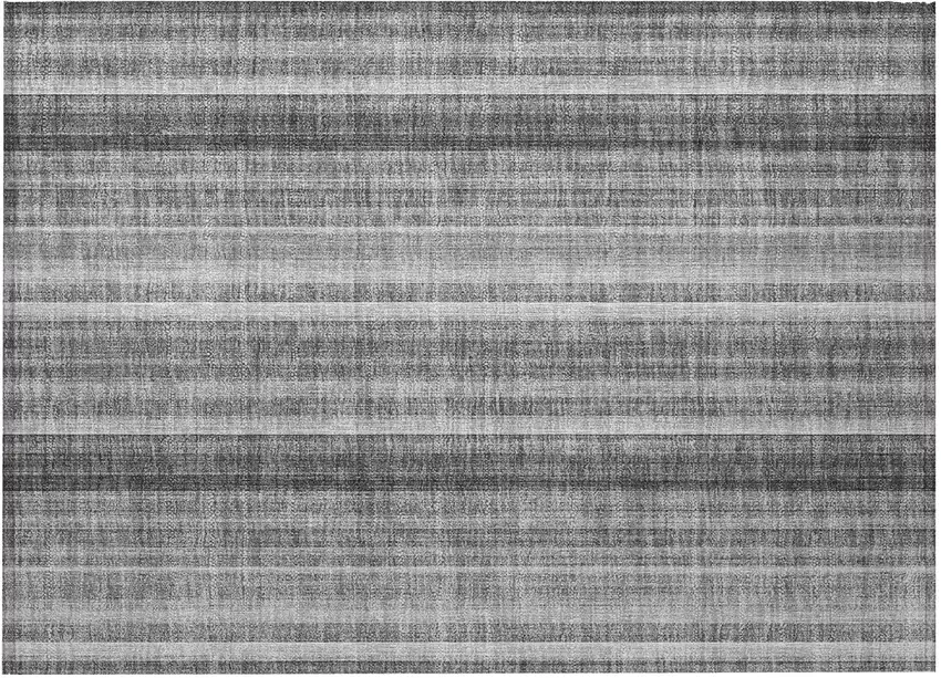 Gray Striped Washable Non Skid Indoor Outdoor Area Rug Photo 5