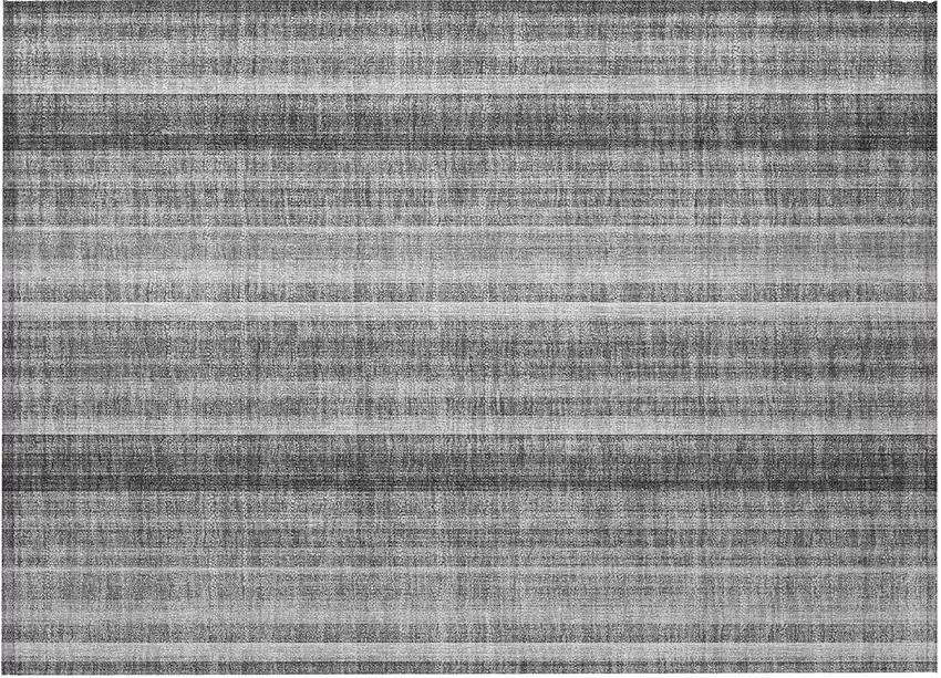 Gray Striped Washable Non Skid Indoor Outdoor Area Rug Photo 4