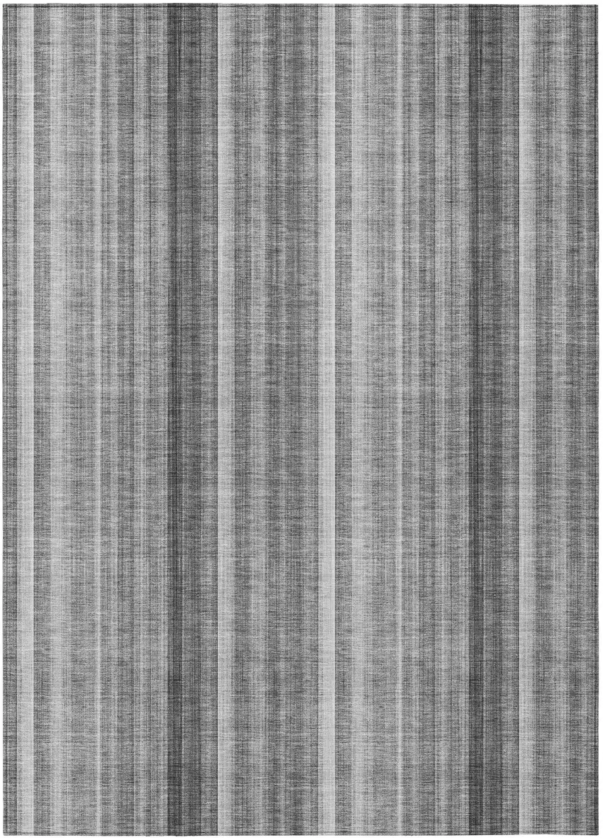 Gray Striped Washable Non Skid Indoor Outdoor Area Rug Photo 1