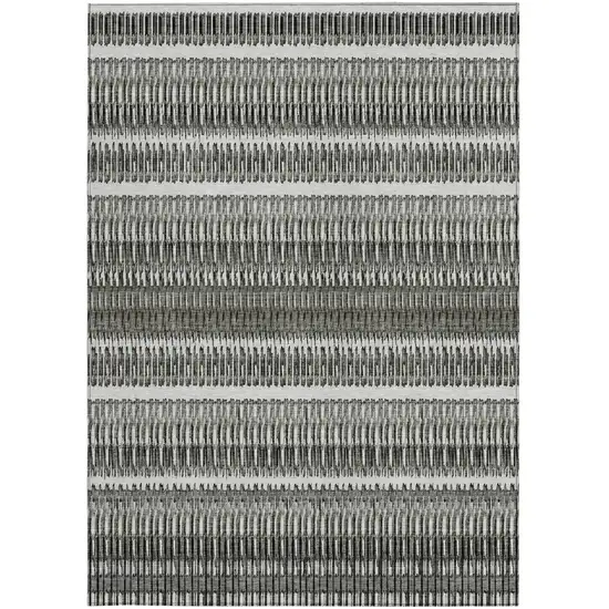 Gray Charcoal And Ivory Striped Washable Indoor Outdoor Area Rug Photo 5