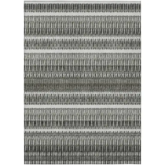 Gray Striped Washable Non Skid Indoor Outdoor Area Rug Photo 2