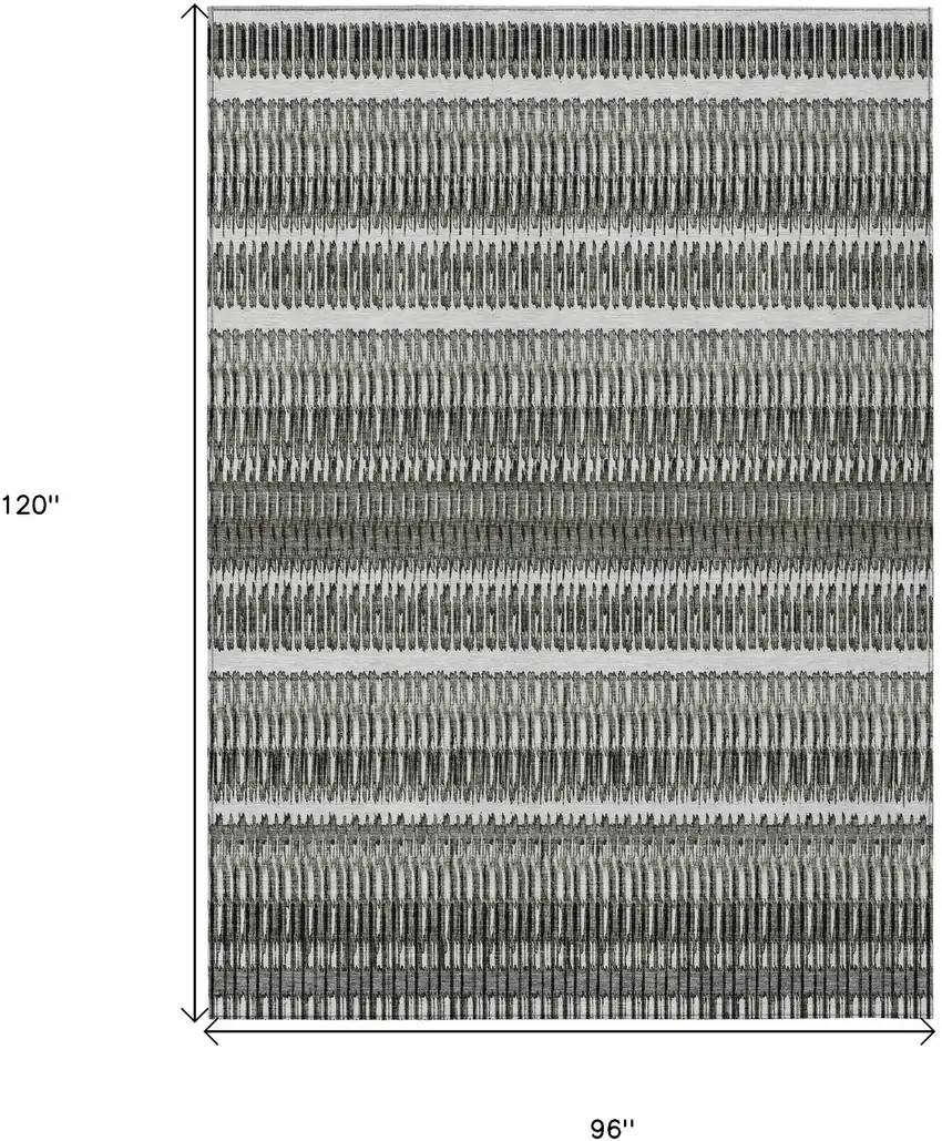 Gray Striped Washable Non Skid Indoor Outdoor Area Rug Photo 3