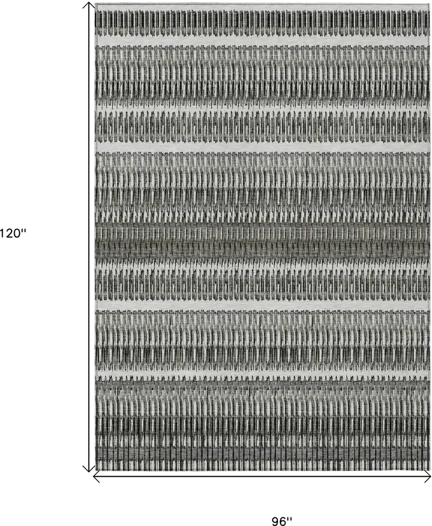 Gray Striped Washable Non Skid Indoor Outdoor Area Rug Photo 3